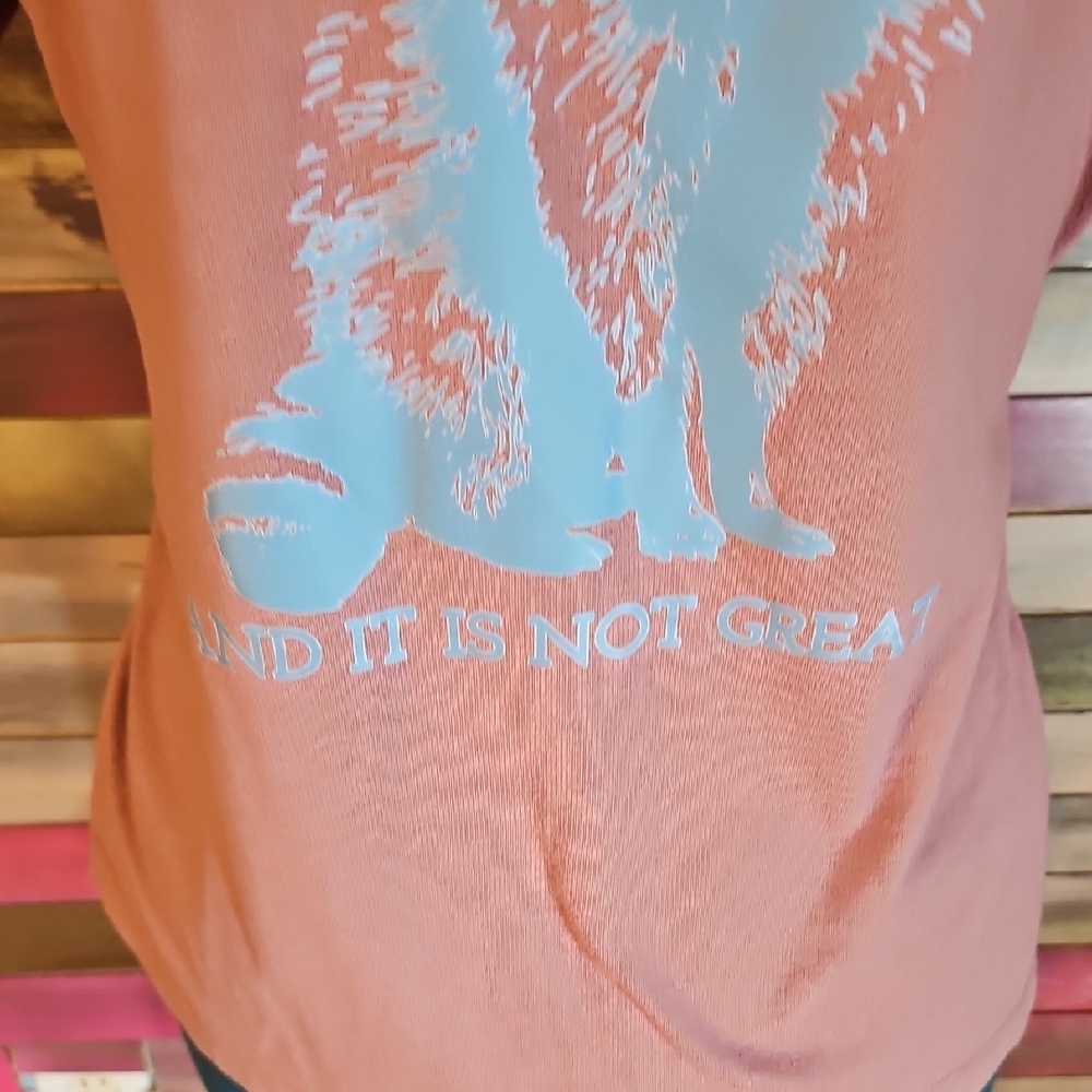 Rust Graphic Tee with Raccoon Print - Picture 2 of 3